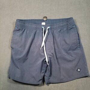 Sperry Swim Trunks Mens Large Navy Blue Elastic Drawstring Mesh Lined Shorts